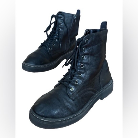 Sincerly Jules Shoes - Sincerely Jules blk lthr lace up combat boots WM 5 goth punk indie sleeze